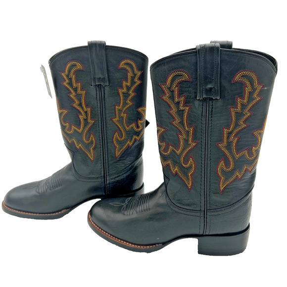 Double H Women’s 6M Cowboy Boots Black Leather Western Square Toe Size New w/tag main image 7